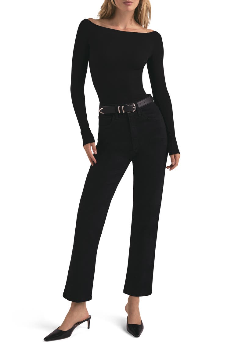 The Sydney Off the Shoulder Long Sleeve Top, Alternate, color, BLACK