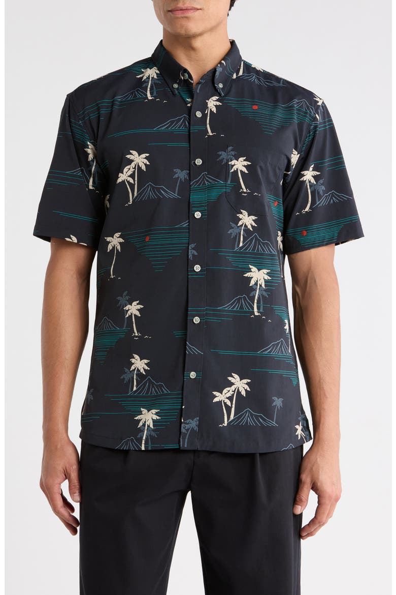 Oasis Short Sleeve Button-Down Shirt, Main, color, BLACK