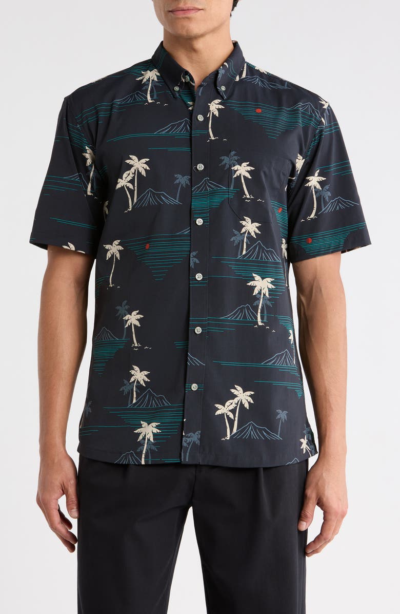 Tori Richard Oasis Short Sleeve Button-Down Shirt, Main, color, Black