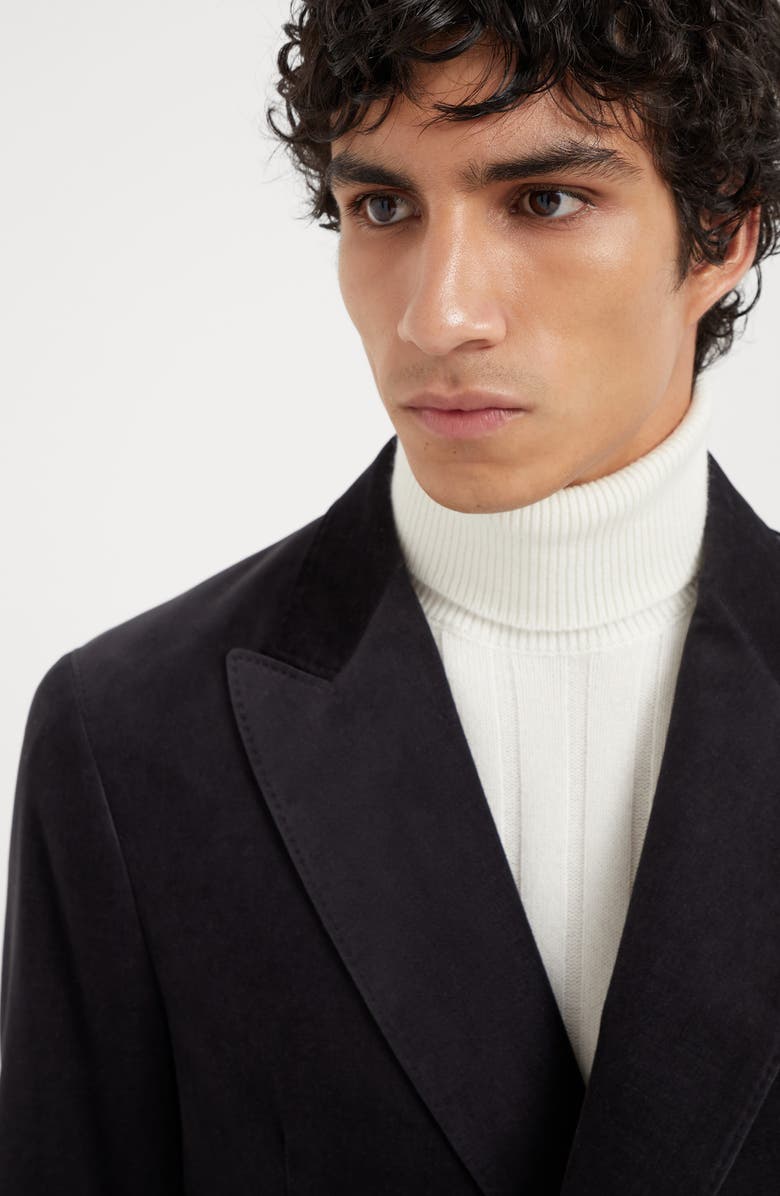 Brunello Cucinelli Cotton velvet one-and-a-half breasted deconstructed blazer with patch pockets, Alternate, color, 