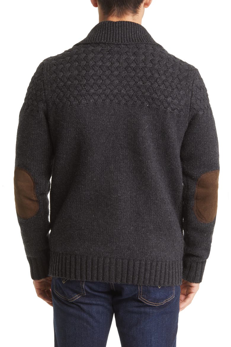 Corduroy Elbow Patch Wool Blend Cardigan, Alternate, color, HEATHER BLACK