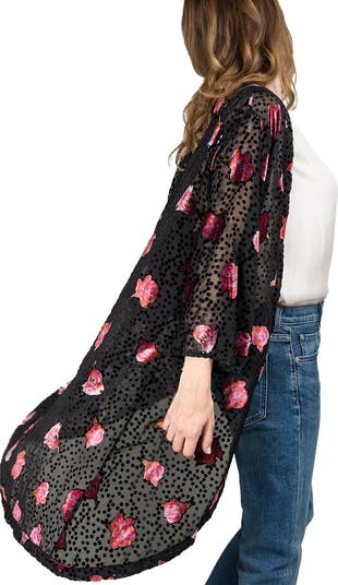 Rose Velvet Burnout Ruana