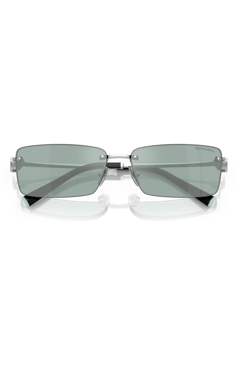 Tiffany & Co. 60mm Rectangular Sunglasses, Alternate, color, Silver Mirror