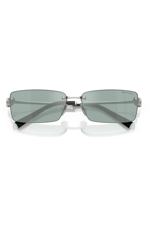 Tiffany & Co . 60mm Rectangular Sunglasses In Silver Mirror