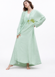 Le Fafo Palm Embroidered Silk Kaftan