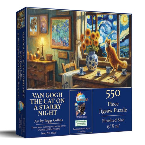 Van Gogh the Cat on a Starry Night 550 piece Jigsaw Puzzle for Adults