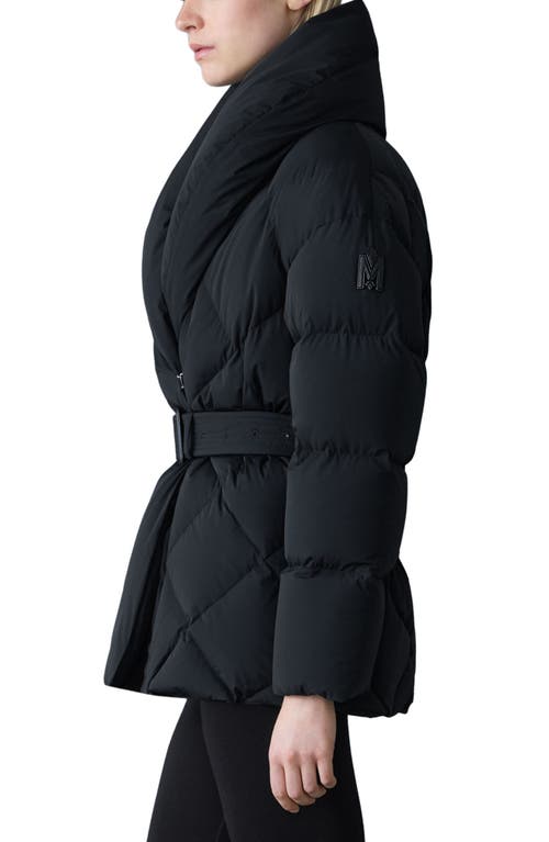 Mackage Olive Belted Quilted Down Jacket In Black