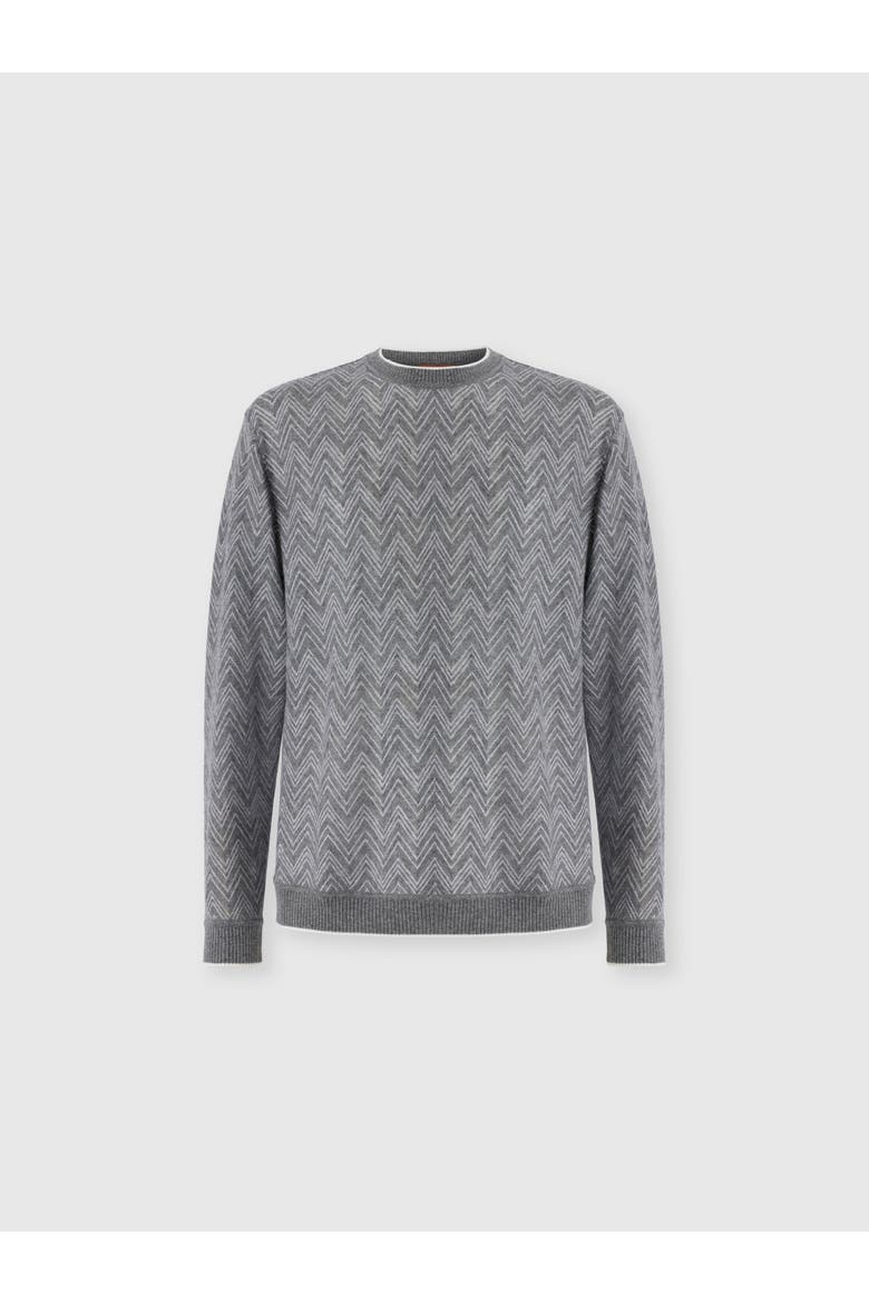 Long-sleeve Cashmere Zig Zag Sweater, Main, color, Grey