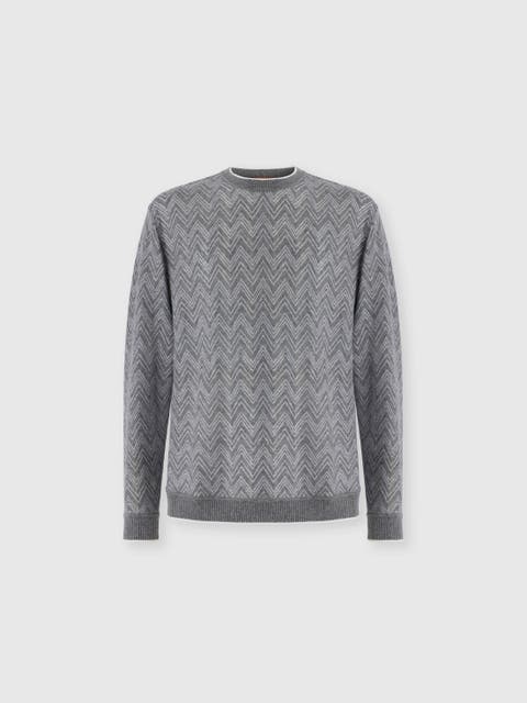 Long-sleeve Cashmere Zig Zag Sweater