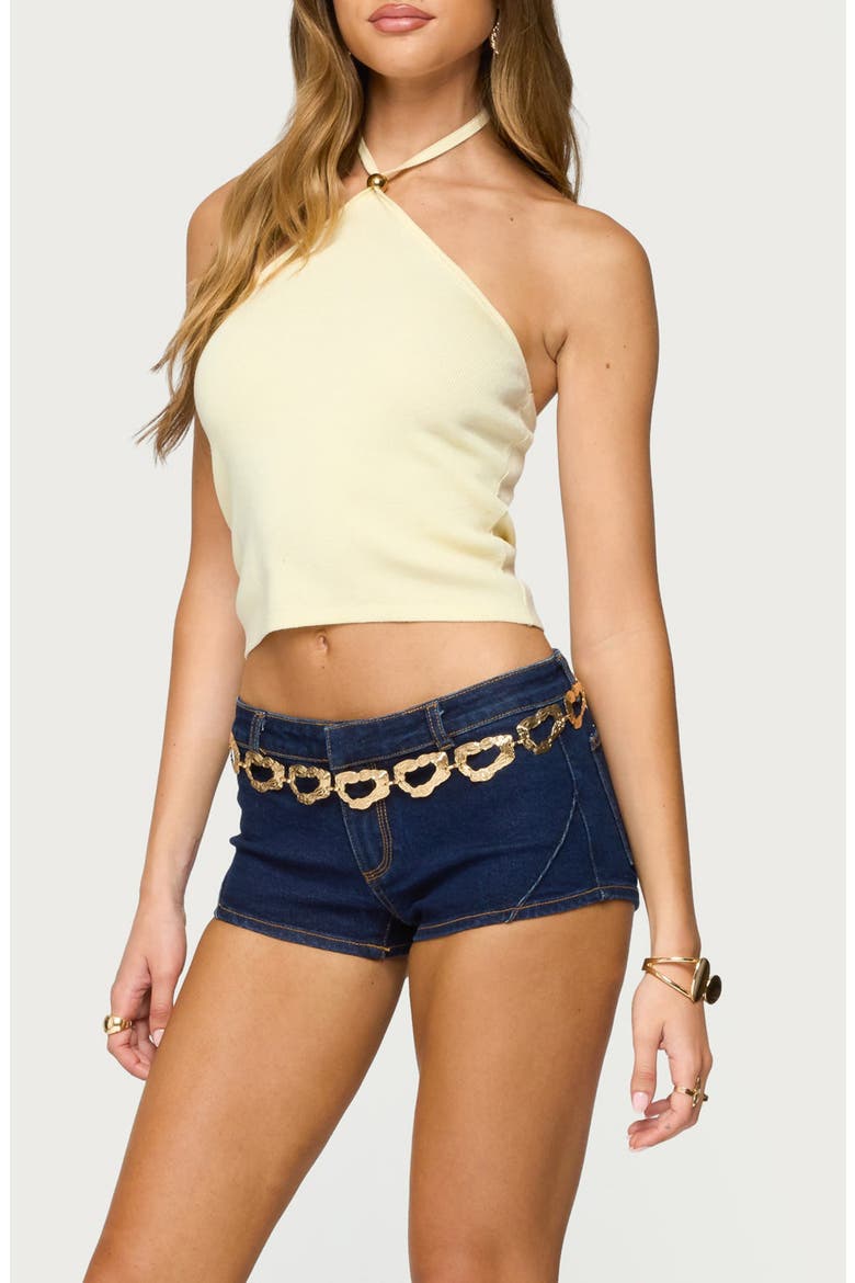 Hollis Crop Cotton Blend Halter Top, Alternate, color, YELLOW
