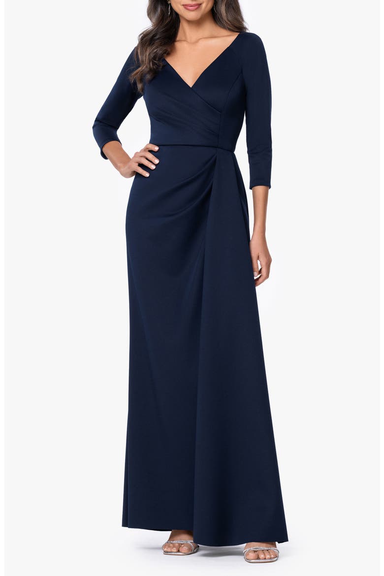 Ruched Scuba Knit Gown, Main, color, MIDNIGHT