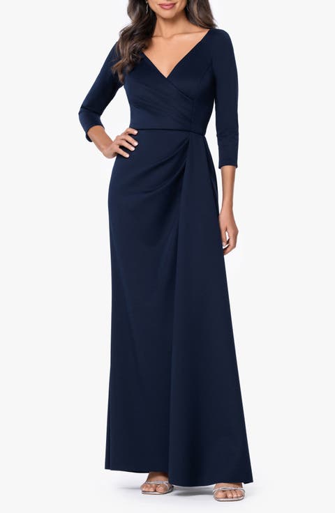 Ruched Scuba Knit Gown