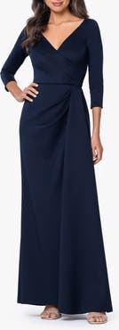 Xscape Evenings Ruched Scuba Knit Gown
