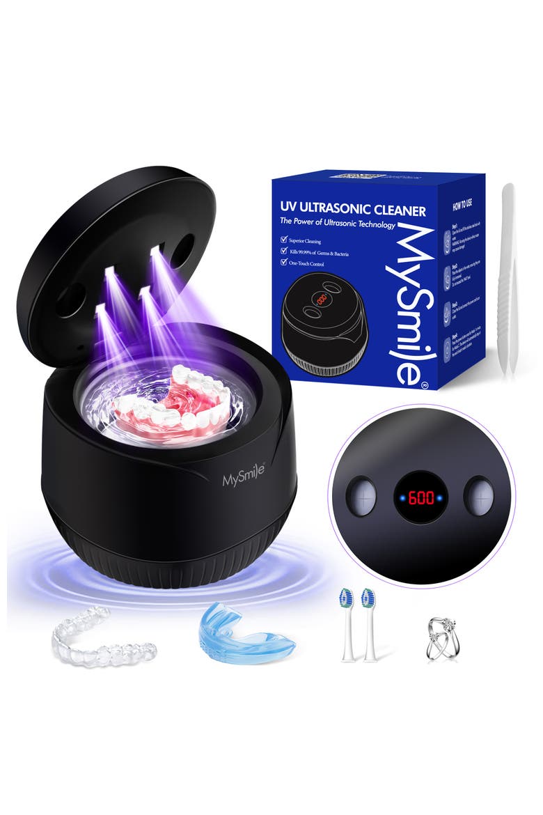 Ultrasonic Retainer Cleaner Machine, 200 mL, 45kHz with Digital Timer for Denture, Aligner, Braces, Mouth Guard, & Jewelry, Main, color, Black