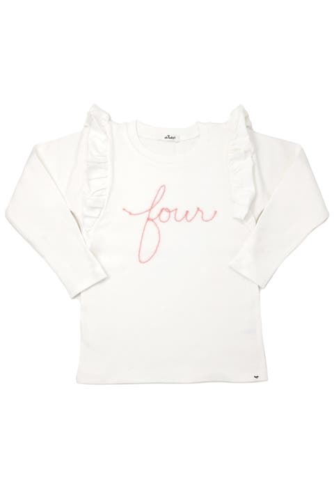 "four" Pink Eyelash Millie Long Sleeve Tee