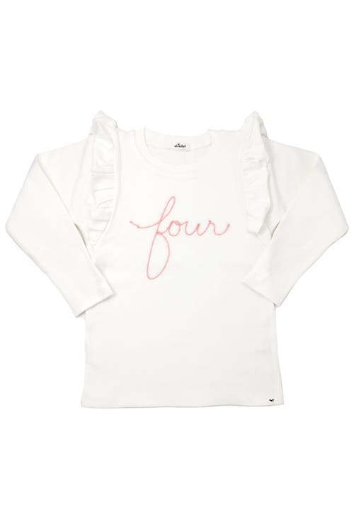 Oh Baby ! "four" Pink Eyelash Millie Long Sleeve Tee In Cream