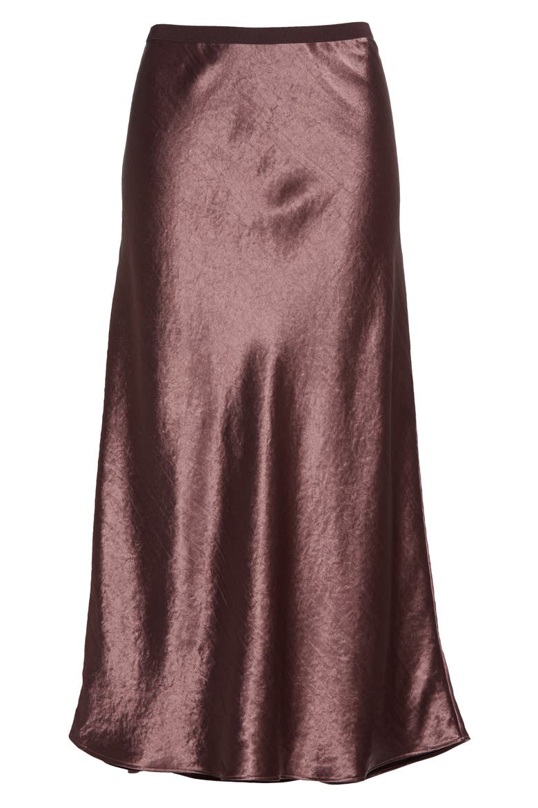 Alessio Bias Cut Satin Skirt, Alternate, color, FARD