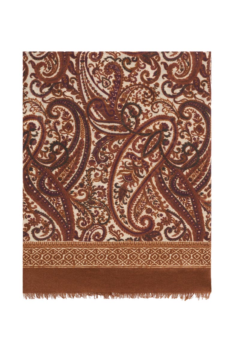 Sheila Paisley Print Scarf, Main, color, Caramel