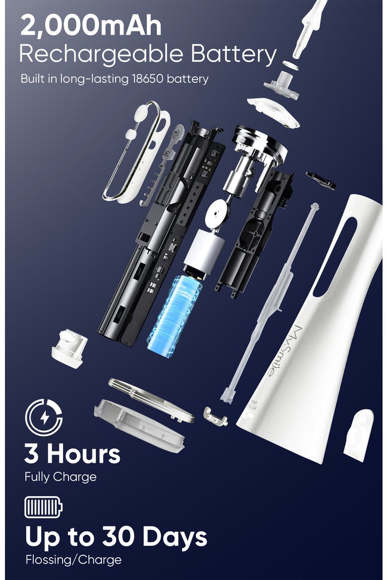 LP211 Cordless Water Flossers for Teeth, 260ML Reservoir, 5 Cleaning Modes, 8 Jet Tips, Alternate, color, White