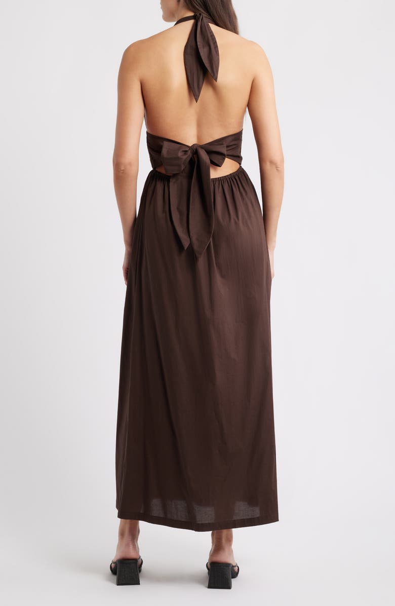 Faithfull the Brand Lido Halter Maxi Dress, Alternate, color, Espresso