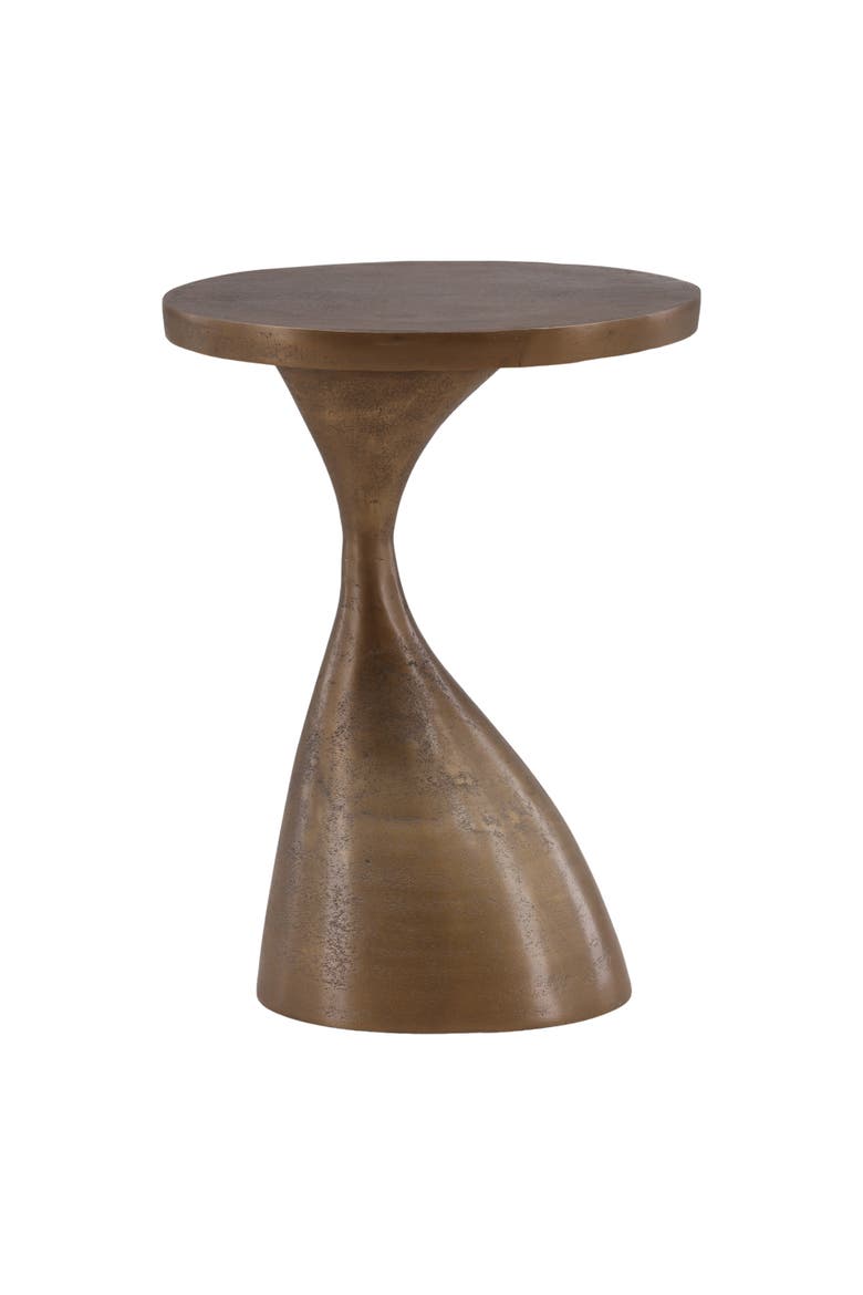 Nasir Cast Aluminum Side Table, Alternate, color, Antique Brass