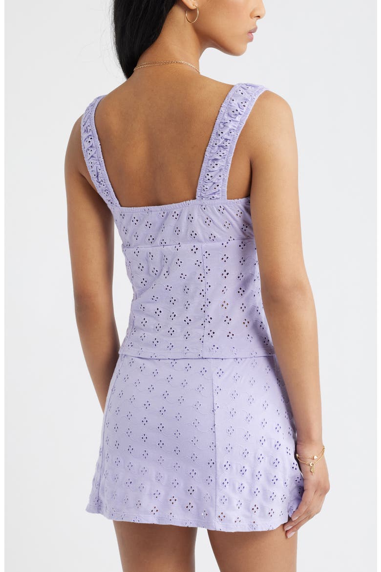 Ruched Cotton Eyelet Tank, Alternate, color, PURPLE SPRAY
