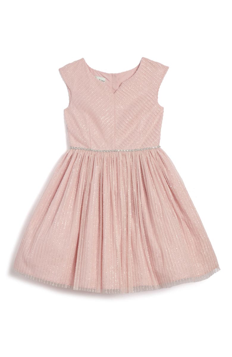 Pippa & Julie Kids' Sylvia Sparkle V-Neck Dress, Main, color, Mauve