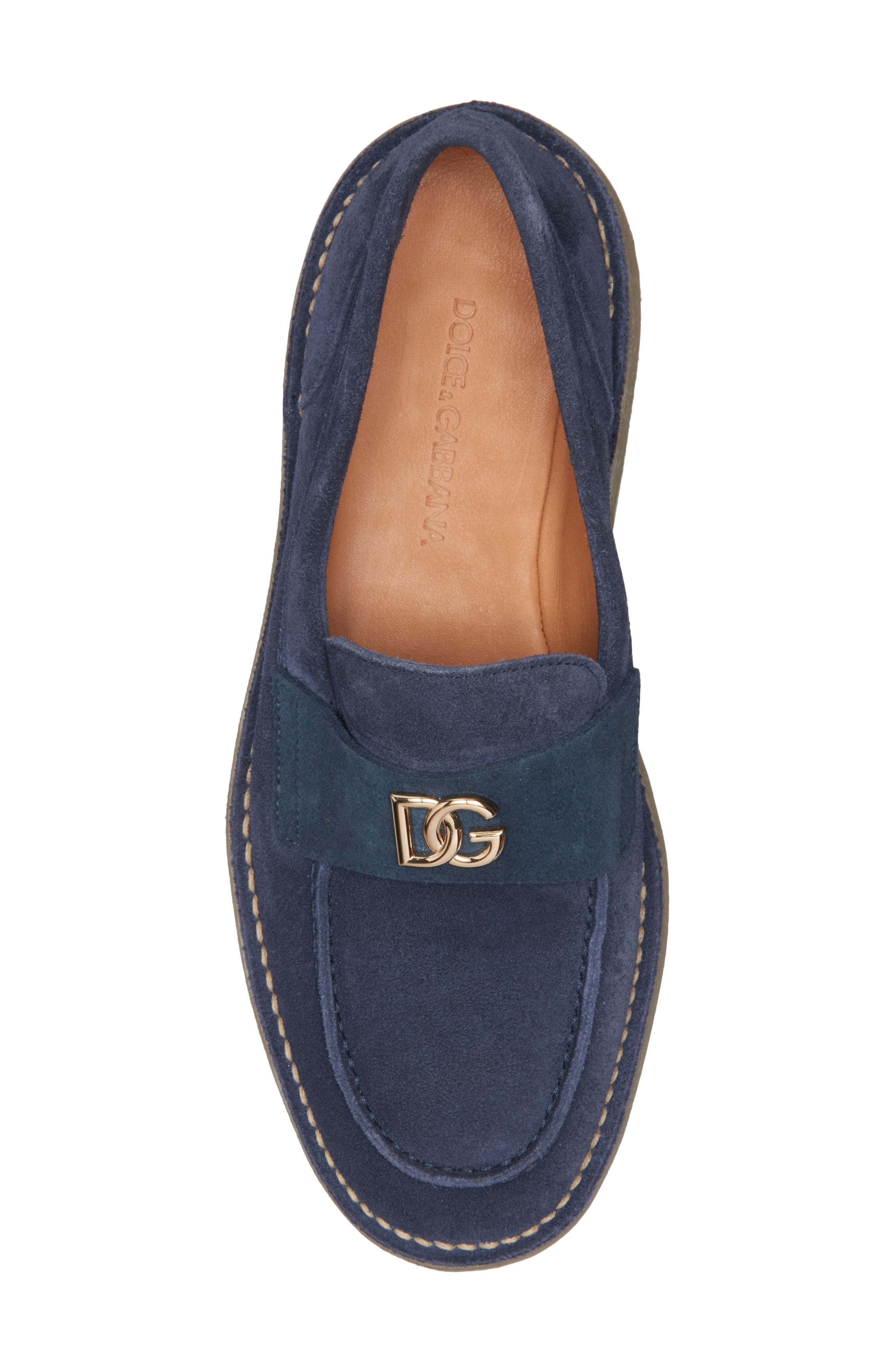 Dolce&Gabbana Logo Suede Loafer, Alternate, color, Blue