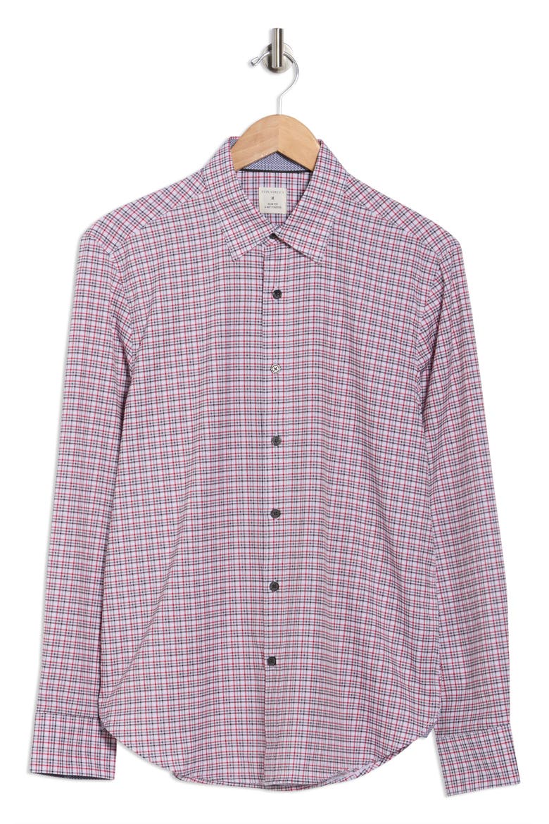 Slim Fit Plaid Stretch Button-Up Shirt, Alternate, color, WHITE/ BALCK
