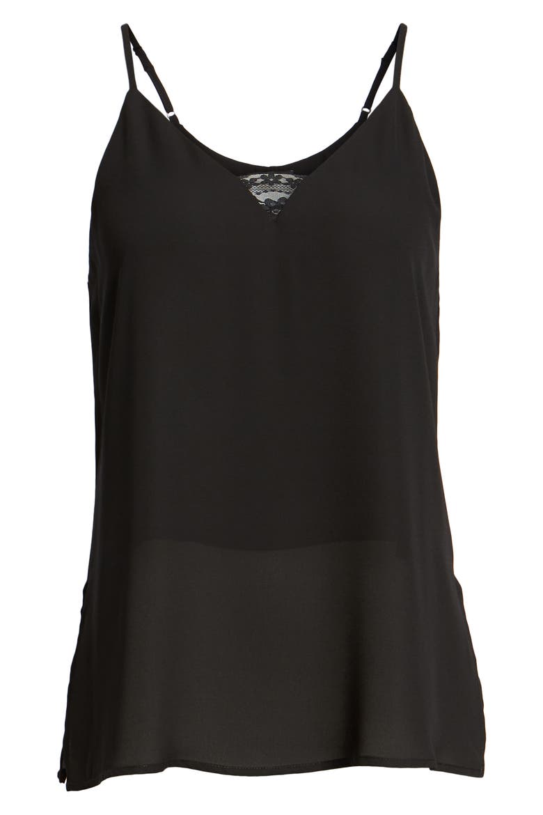 Lace Trim Camisole, Alternate, color, BLACK