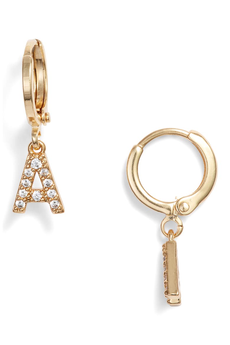 Initial Hoop Earrings, Main, color, A- GOLD