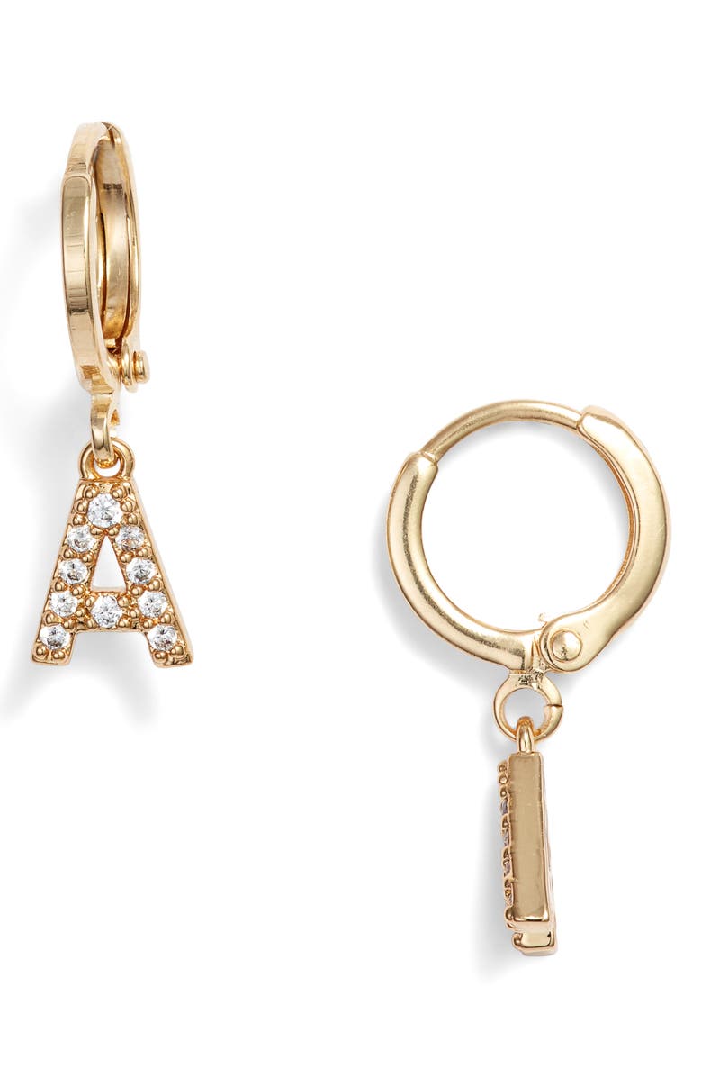 Marida Initial Hoop Earrings, Main, color, 