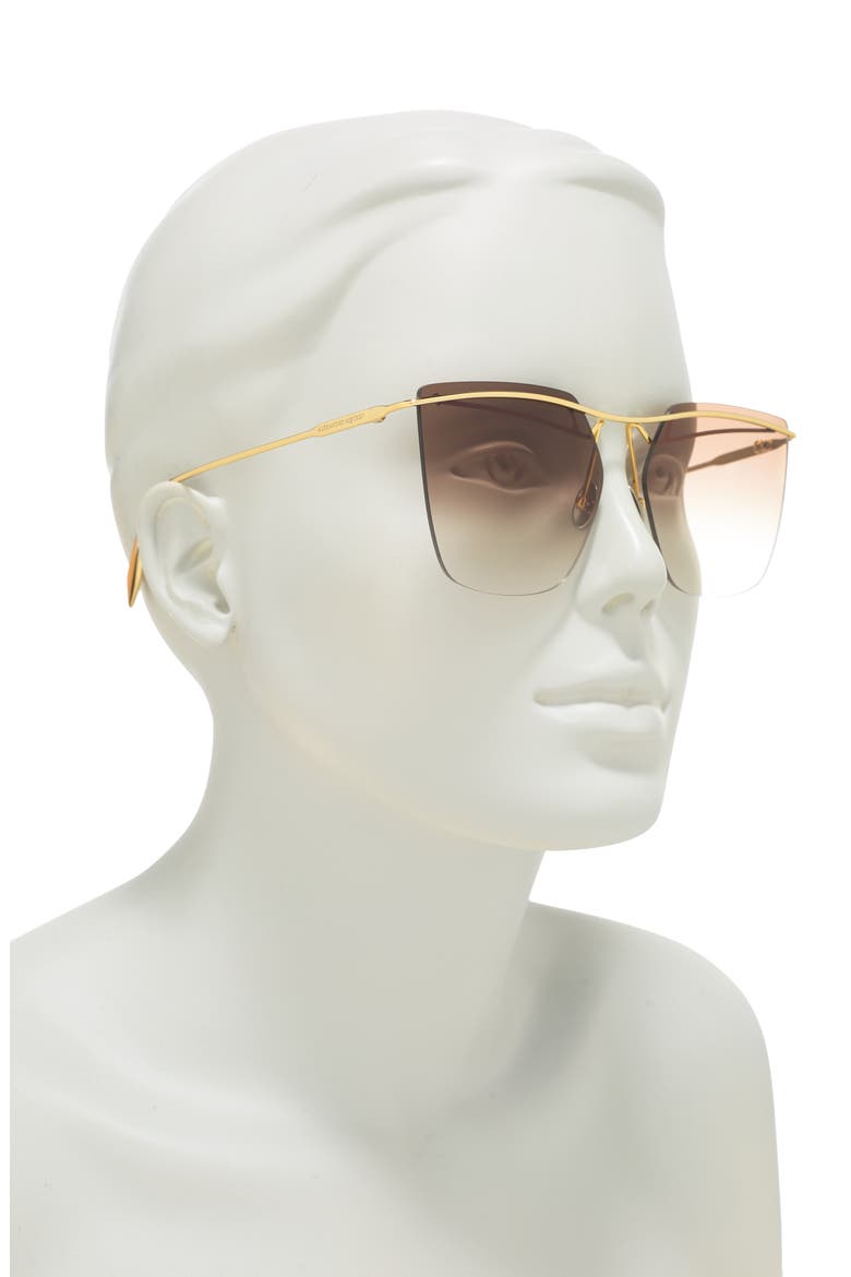 Alexander McQueen 59mm Square Sunglasses, Alternate, color, GOLD GOLD BROWN/GBN