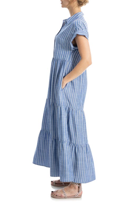 Max Studio Tiered Maxi Shirtdress In Multi