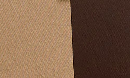 Nina Leonard Boat Neck Long Sleeve Colorblock Sweater Dress In Brown