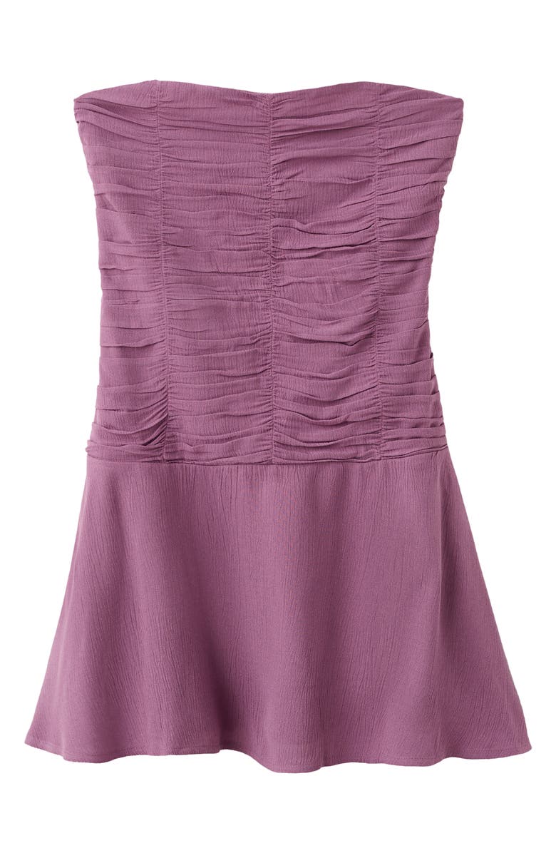 MANGO TEEN Strapless Smocked Minidress, Main, color, Maroon