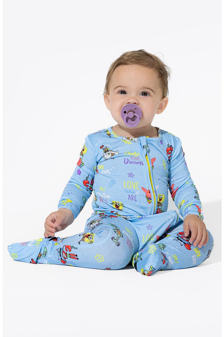 x SpongeBob® Good Vibes Fitted Convertible One-Piece Pajamas, Alternate, color, BLUE