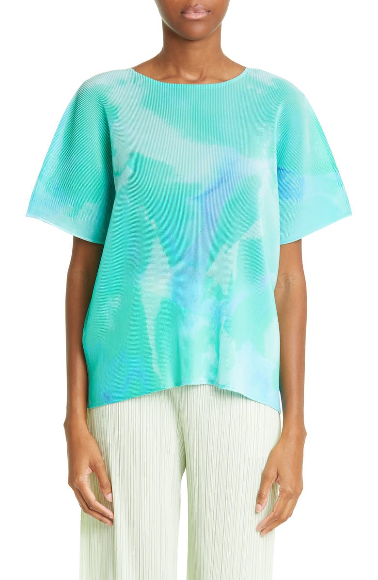 Pleats Please Issey Miyake Shore Mist Pleated Top, Main, color, 