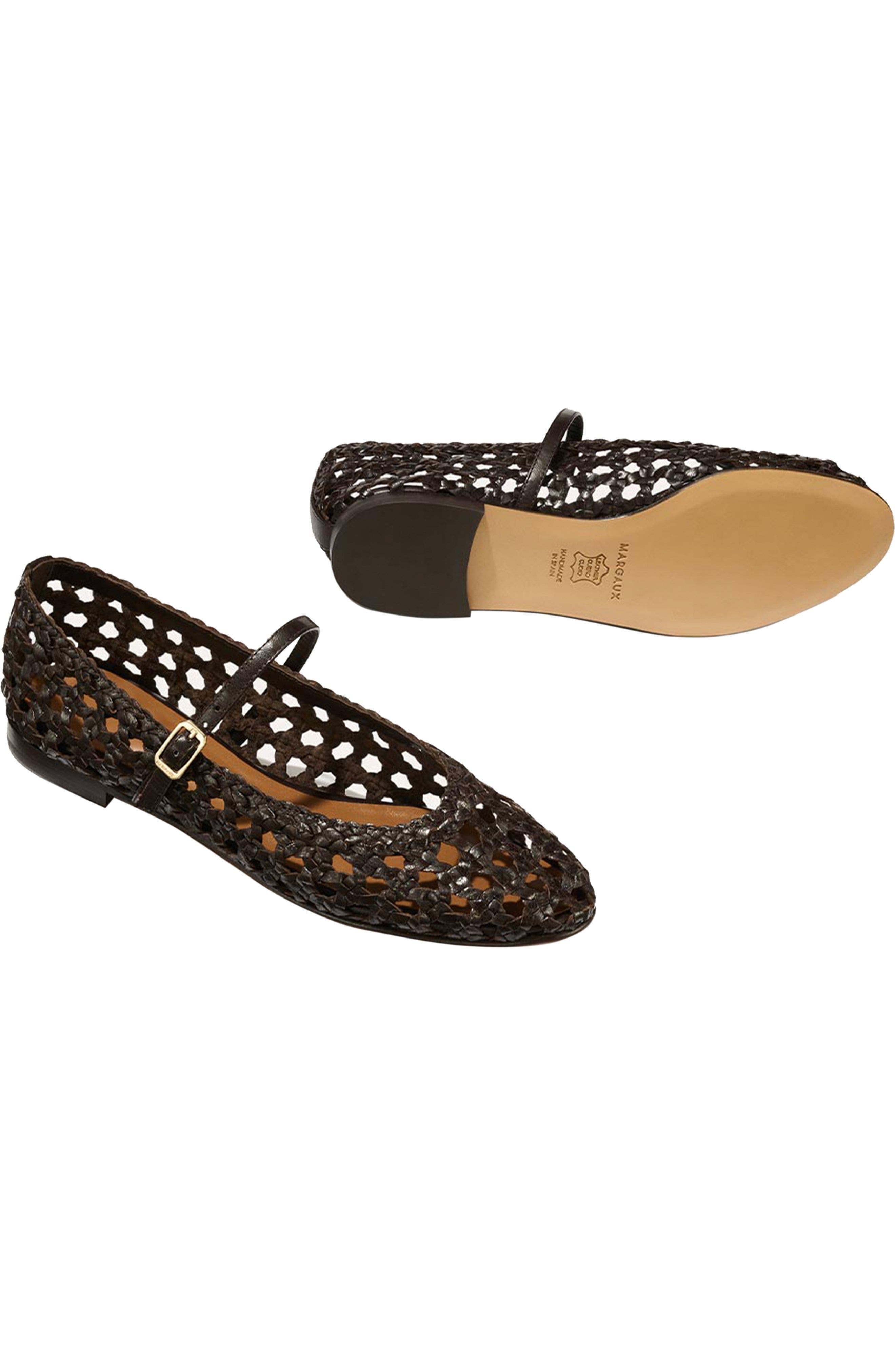 MARGAUX The Woven Demi Jane Flat, Alternate, color, Espresso Leather