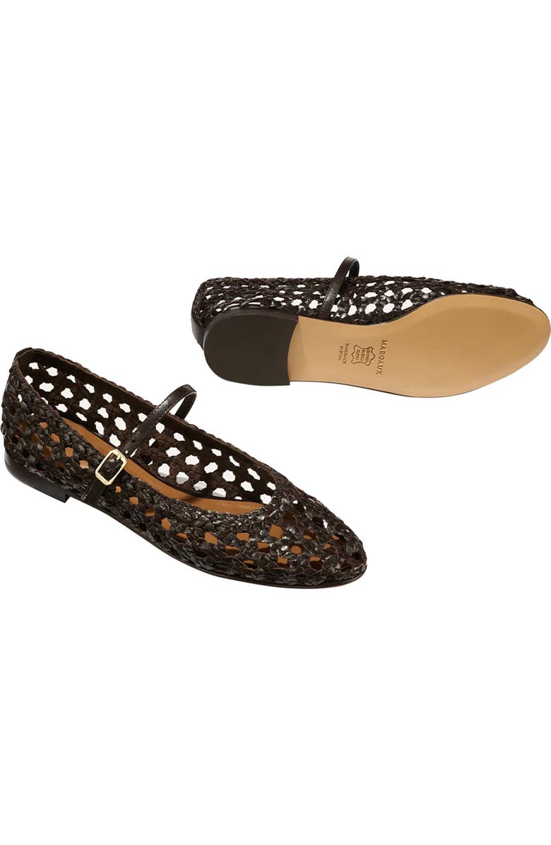MARGAUX The Woven Demi Jane Flat, Alternate, color, Espresso Leather