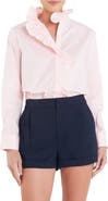 English Factory Ruffle Trim Button-Up Shirt