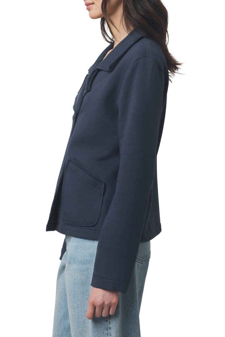 Double Breasted Cotton French Terry Blazer, Alternate, color, ICE NAVY