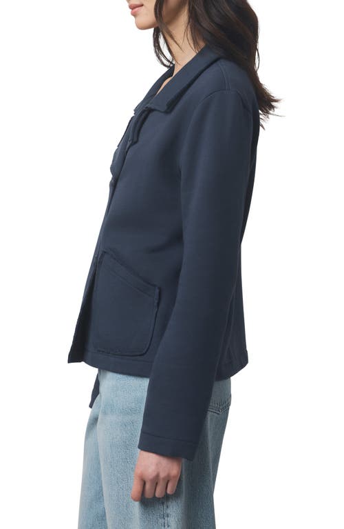Splendid Double Breasted Cotton French Terry Blazer In Blue
