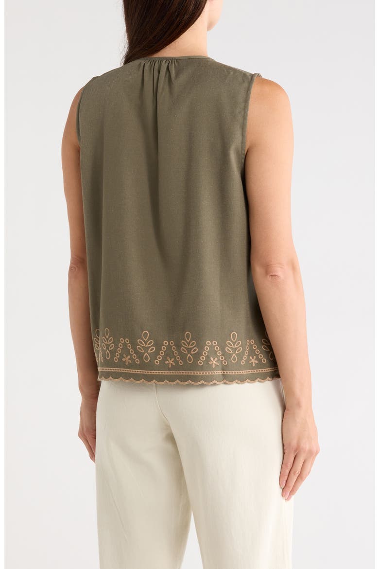 Embroidered Shell, Alternate, color, OLIVE TREE/ TAOS TAUPE