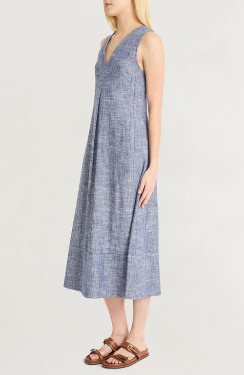 Luxely Sleeveless Swing Midi Dress In Blue