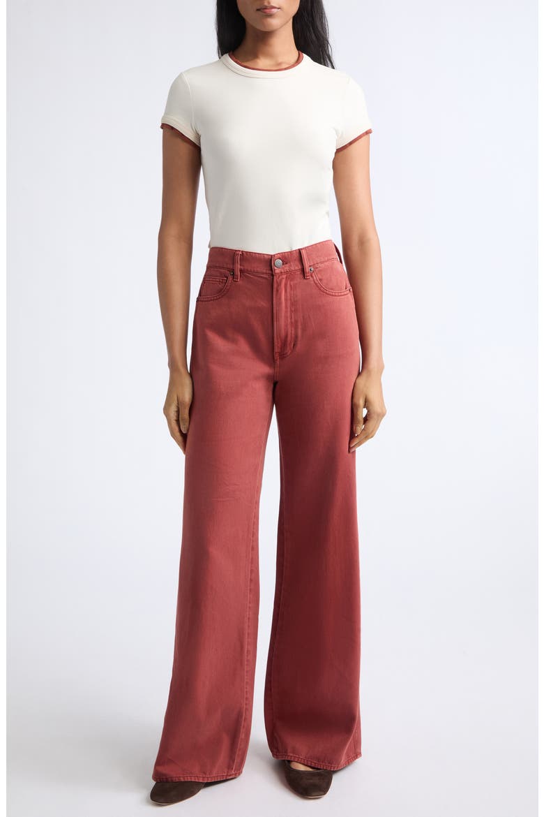 Kasey Mid Rise Wide Leg Jeans, Alternate, color, RUST