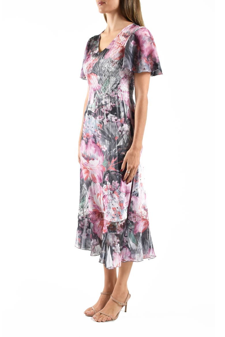 Flutter Sleeve Chiffon & Charmeuse Cocktail Dress, Alternate, color, PINK ANNAMI