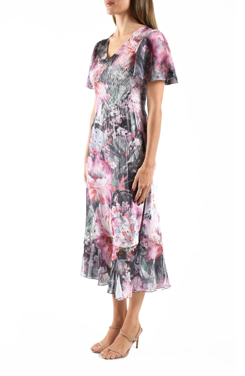 Komarov Flutter Sleeve Chiffon & Charmeuse Cocktail Dress, Alternate, color, Pink Annami