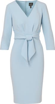 Adrianna Papell Tie Waist Crepe Sheath Dress