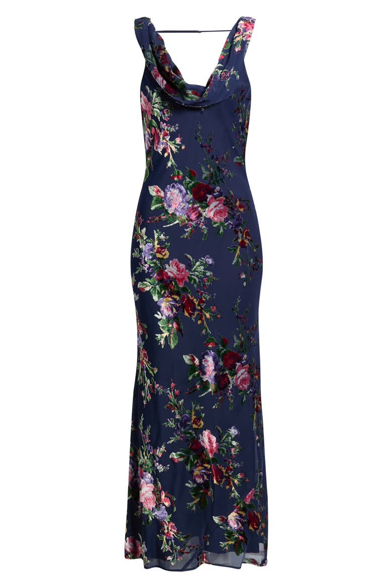 Khloe Floral Burnout Maxi Dress, Alternate, color, NAVY
